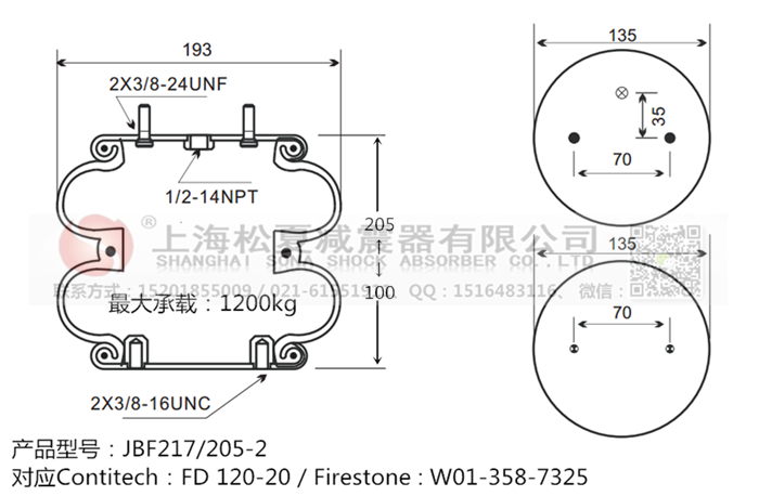 JBF217/205-2橡膠<a href='http://www.watch-mini.cn/' target='_blank'><u>空氣彈簧</u></a>