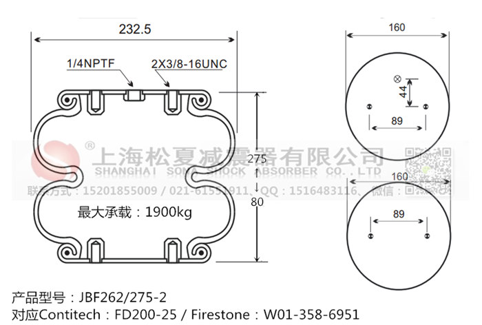 JBF262/275-2橡膠<a href='http://www.watch-mini.cn/' target='_blank'><u>空氣彈簧</u></a>