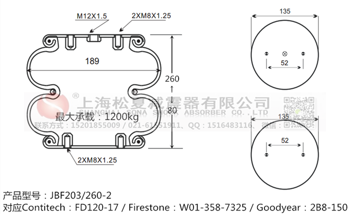 JBF203/260-2橡膠<a href='http://www.watch-mini.cn/' target='_blank'><u>空氣彈簧</u></a>